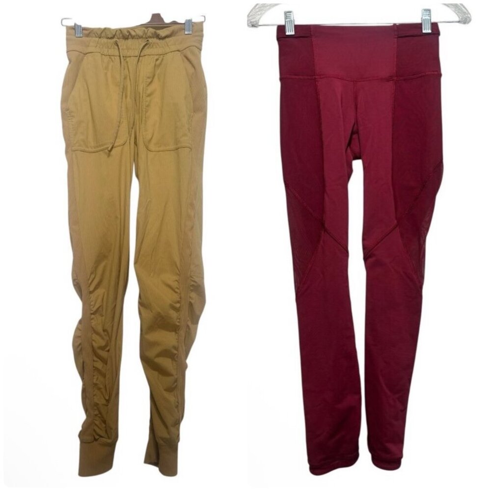 Lululemon Set of 2 Pants Leggings & Studio Joggers Size 2 XS Mesh Athleisure Gym
